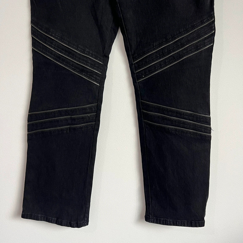 Zip detailed retro black jeans by Diane Gilman